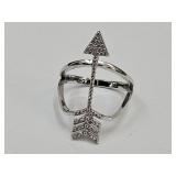 Sterling Silver Arrow JVC Ring SZ 8