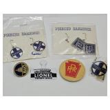 VTG Railroad Train Buttons, Pins, Earrings