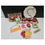 Lady Bug Collection,  Tin Wind Up Toy, Dishes +