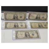 (5) 1935 Series $1 Silver Certificates