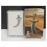 5 Grams .999 Fine Silver Aladdin Series Sword
