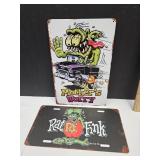 NEW Rat Fink Metal Plate & Sign