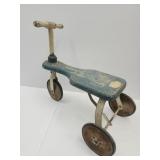 Vintage Ride On Tricycle Scooter with Wood Seat