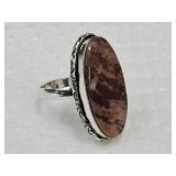 925 Sterling Silver & Sandstone Ring Sz 9.5