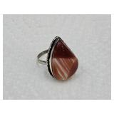 925 Sterling Silver & Picasso Jasper Ring Sz 10.5