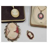 Vintage Cameo Jewelry Brooch, Necklaces & Pendant