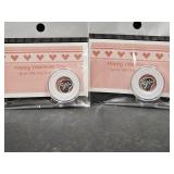 2 Valentines Day NEW 1 Grams .999 Silver Hearts