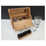 KIWI Shoe Shine Box & Jack Daniels Glasses