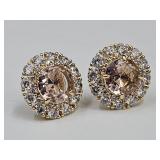 10KG Over Jewelers Bronze Morganite & CZ Earrings