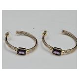 10KG Over Surgical Steel Amethyst Earrings