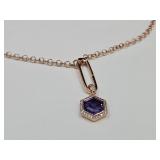 Rose Gold Over Sterling Silver Amethyst Pendant