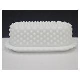 VTG Hobnail Milk Glass  Butter Dish
