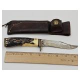 Shrade USA #491 Knife with Leather Sheath