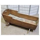 Antique Copper Lined Baby Cradle 42" Long