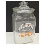 VTG Seyferts Pretzel Glass Jar w/Lid