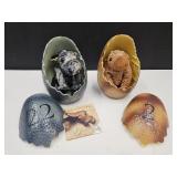 2 Dinosaur Eggs  6.5" H #2 & #22 Dinosaurs