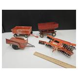 LOT Metal Farm Toy Implements & Truck Trailer