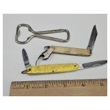 Advertising Bottle Opener & 2 Pocket Knives