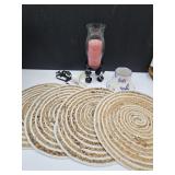 Candle, Yankee Globe, Burlap Placemats, Bell