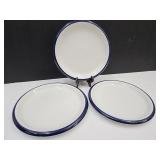 VTG 11"  Crown Corning Japan  Plates  Cobalt Trim
