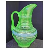 Uranium  Glass Pitcher  11 1/4" high