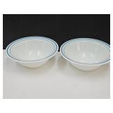 VTG Corning Pyrex  Bowls w Turquoise Trim 8 3/4" w