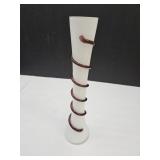 Hand Blown White & Chocolate Art Glass 12" Vase
