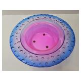 Unusual Uranium Bowl 9" W Fisheye Pink & Blue