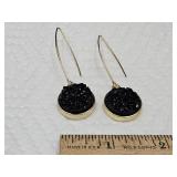 Black Druzy Earrings