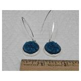 Blue Druzy Earrings