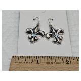 Silvertone Fleur de Lis Earrings
