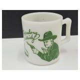 Vintage Green/ Wh Milk Glass Hopalong Cassidy Mug