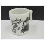 Vintage Black/ Wh Milk Glass Hopalong Cassidy Mug