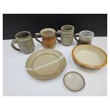 Lot of Pottery mugs, bowl & 7.5 in plate