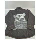 Twin V  Motorcycle Jean Jacket SZ LG With Eagle