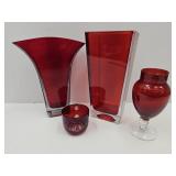 2 Vases 9-9.5"h,  Ruby Red St Joseph Mug & Jar