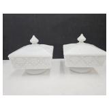 2 milk Glass Candy Dishes 5in w