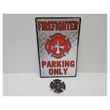 New FireFighter Belt Buckle & Metal Sign
