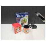 Adjustable Desk Lamp, Disney Mug, Personal Cooler