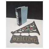 Cast Iron Welcome Sign 10.5" L & Book Box