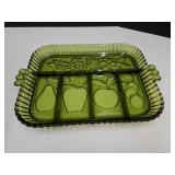 Indiana Glass Green Relish Tray Amber glass