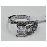 Light Blue Topaz & CZ Ring Sz. 9