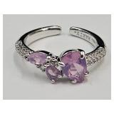 925 Rose Quartz & White Spinel Ring