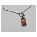 Smoky Topaz Pendant Rhodium over Steelers Bronze