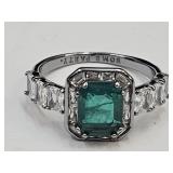 925 Emerald & Topaz Ring Sz. 9.5