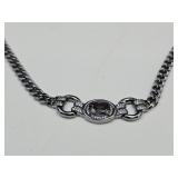 Alexandrite Necklace Rhodium over Stainless Steel