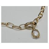 10 K Gold over Bronze Necklace w/White Topaz