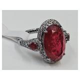 Rhodium & Ruby Ring Sz. 7.5