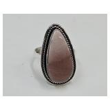 925 Pink Agate Ring Sz. 10