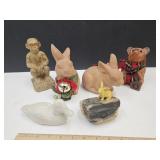 Terrra Cotta Bunnies, Resin Bear & Monkey +